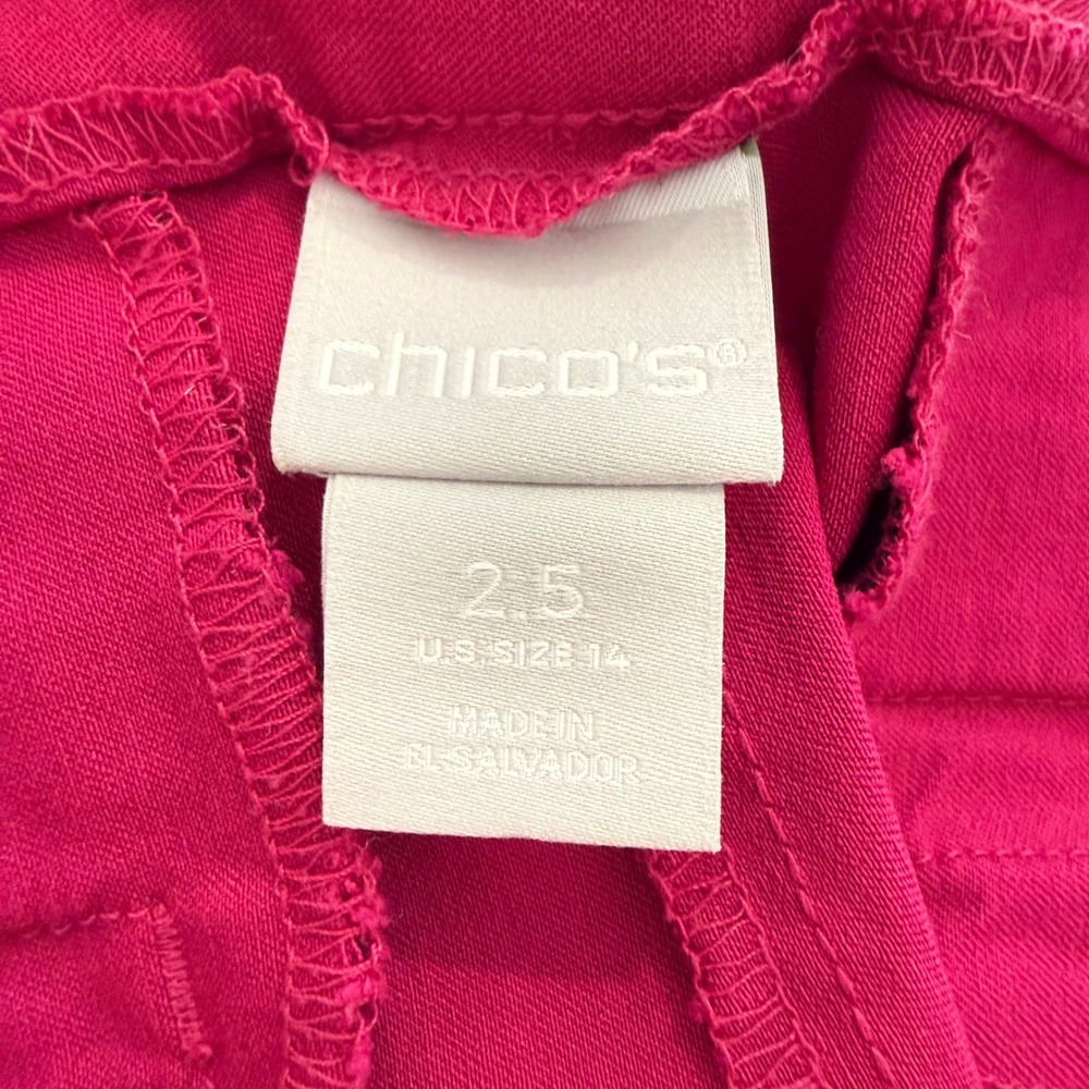 Chicos Brigitte So Slimming Magenta Pink Ankle Pants Size 2.5 US 14 Stretch Slit - Picture 3 of 8